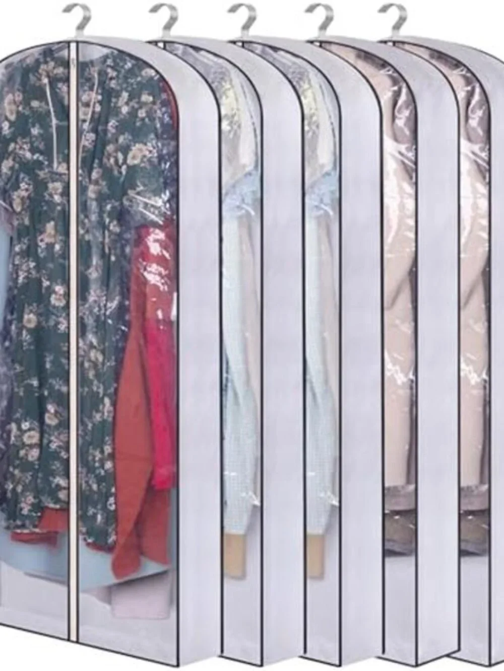 Garment Bags Long Dress Storage Closet Hanging Cover Zipper Breathable 5 Pack